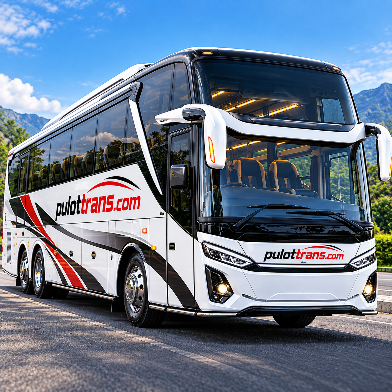 Bus Wisata Pulottrans di Pegunungan