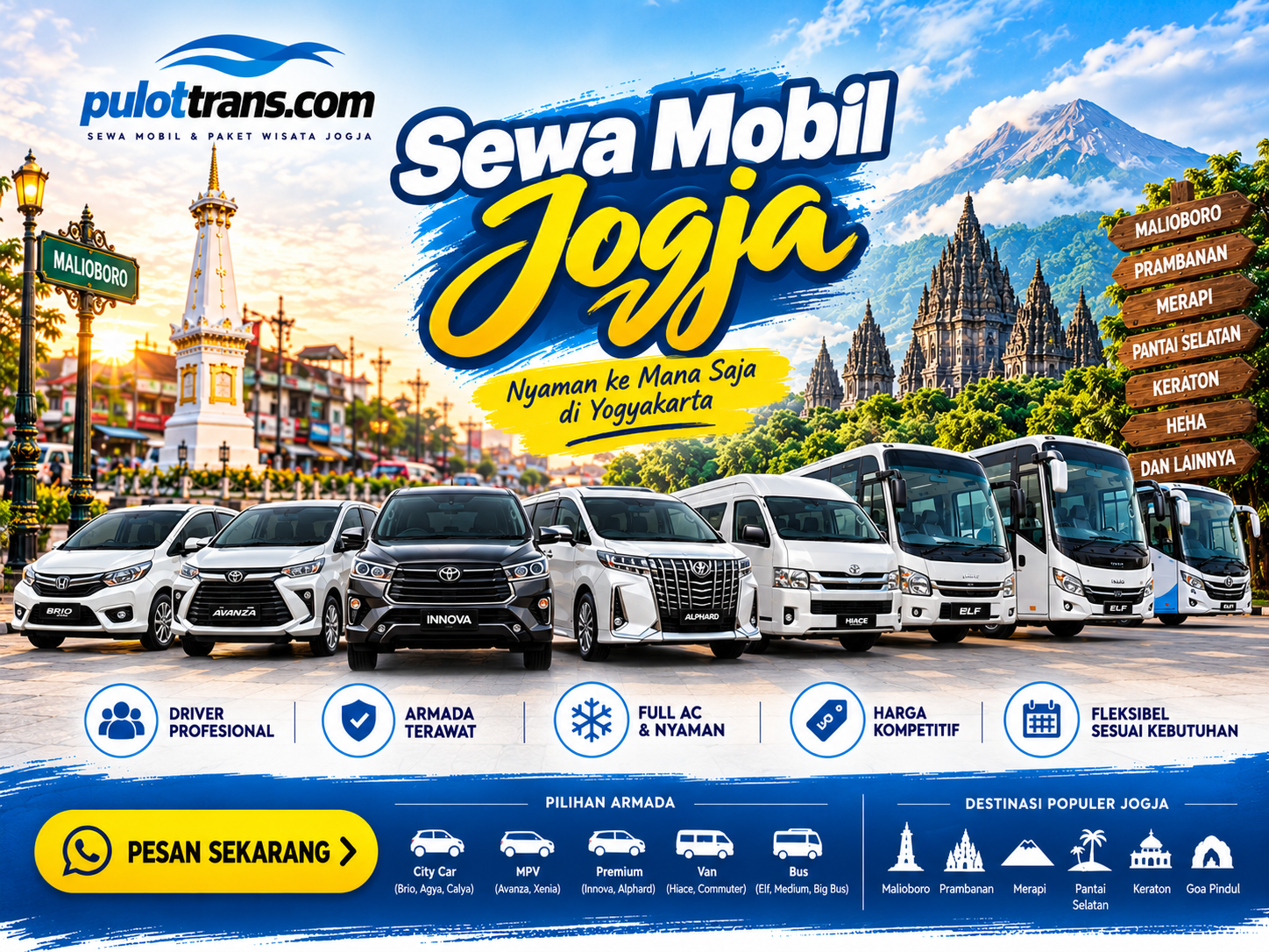 Sewa Mobil Jogja Nyaman ke Mana Saja